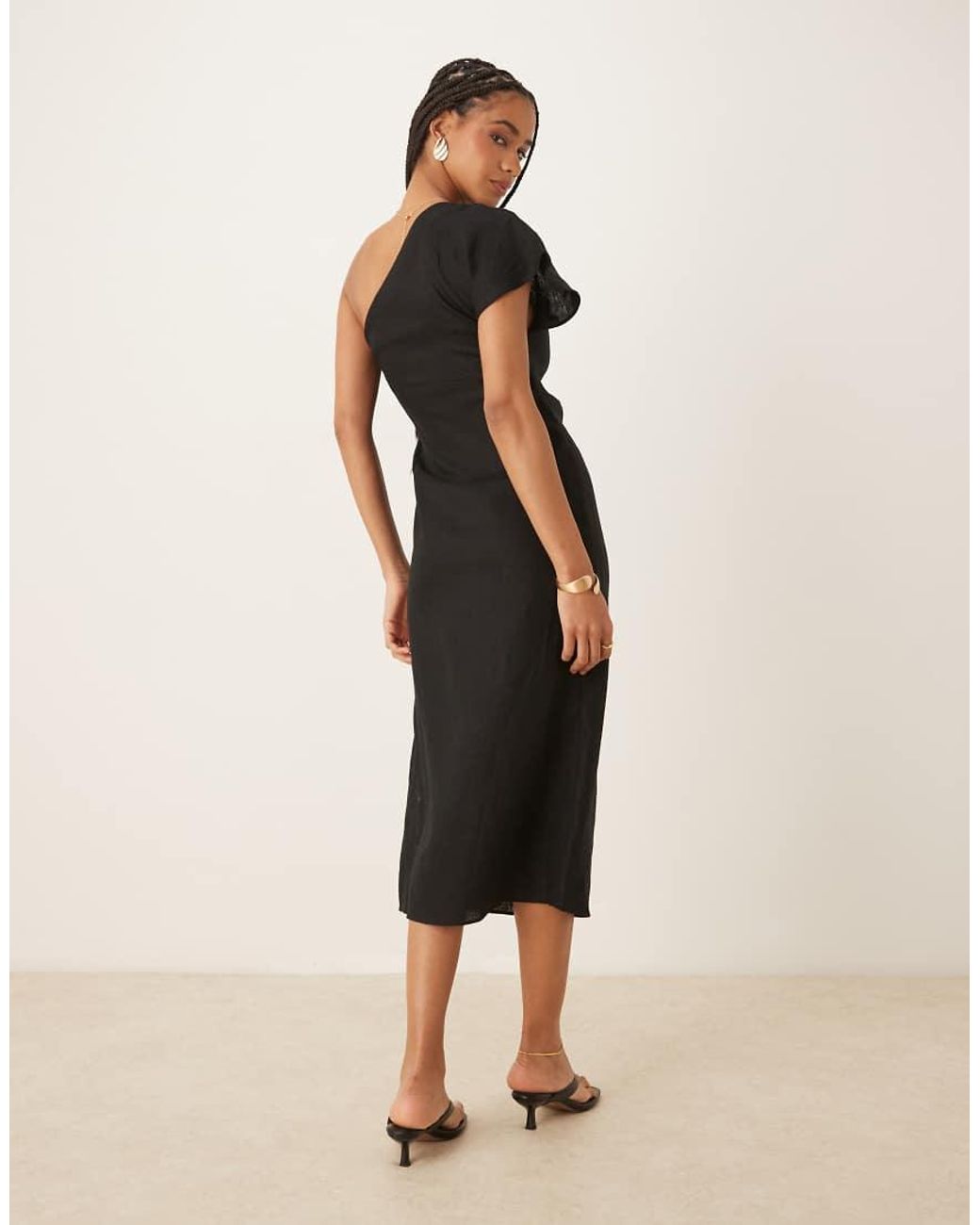 strapless open back dress Eva One Shoulder Printed Linen Dress – Style Me Luxe main image 1