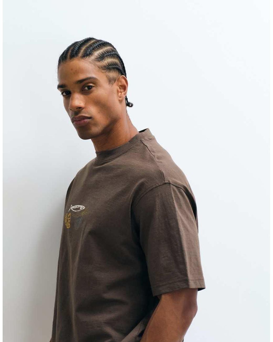 SELECTED Gray X Domestic 100% Cotton Heavyweight T-shirt With Print for men