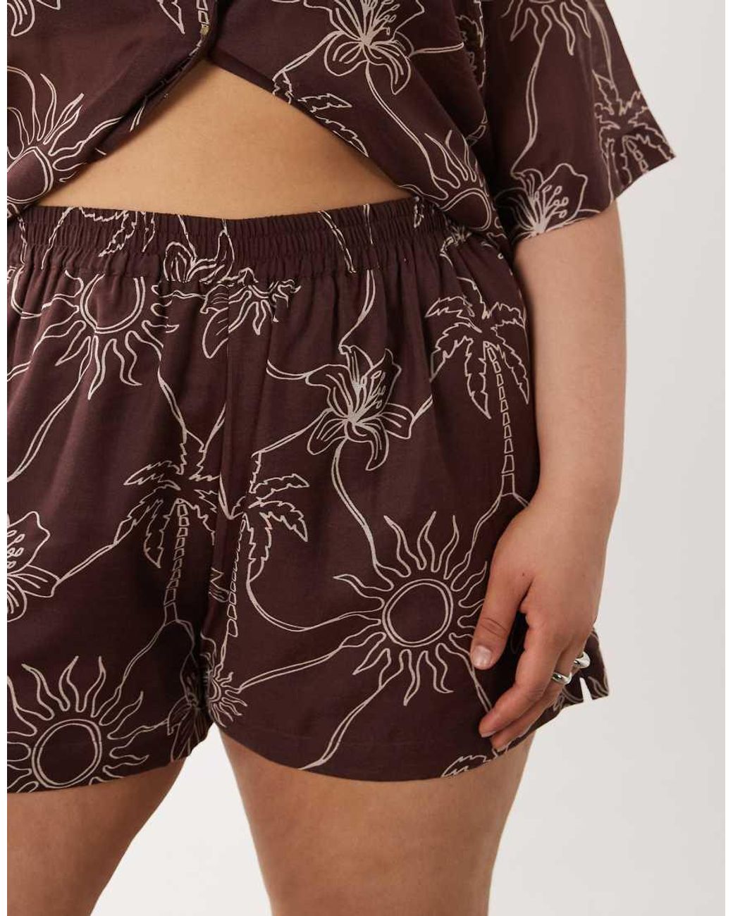 ASOS Brown Asos Design Curve Logan Beach Resort Short