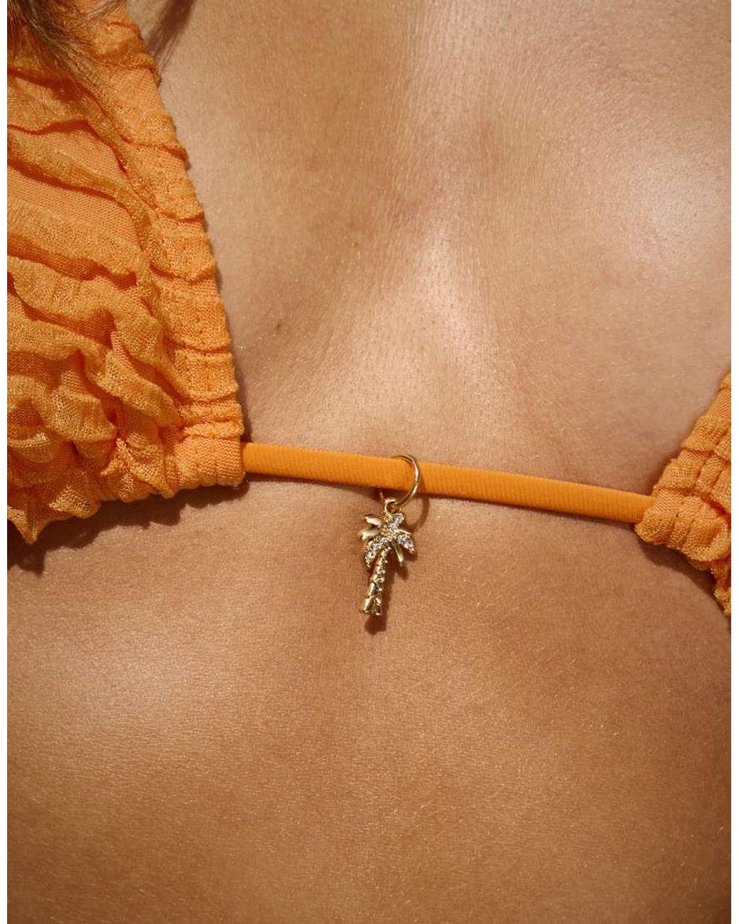 South Beach Brown X Sasha Corte-t Ruffle Triangle Bikini Top