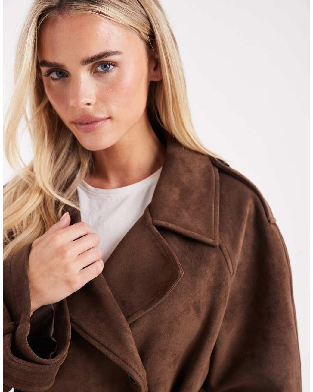 Miss Selfridge Brown Suedette Trench Coat