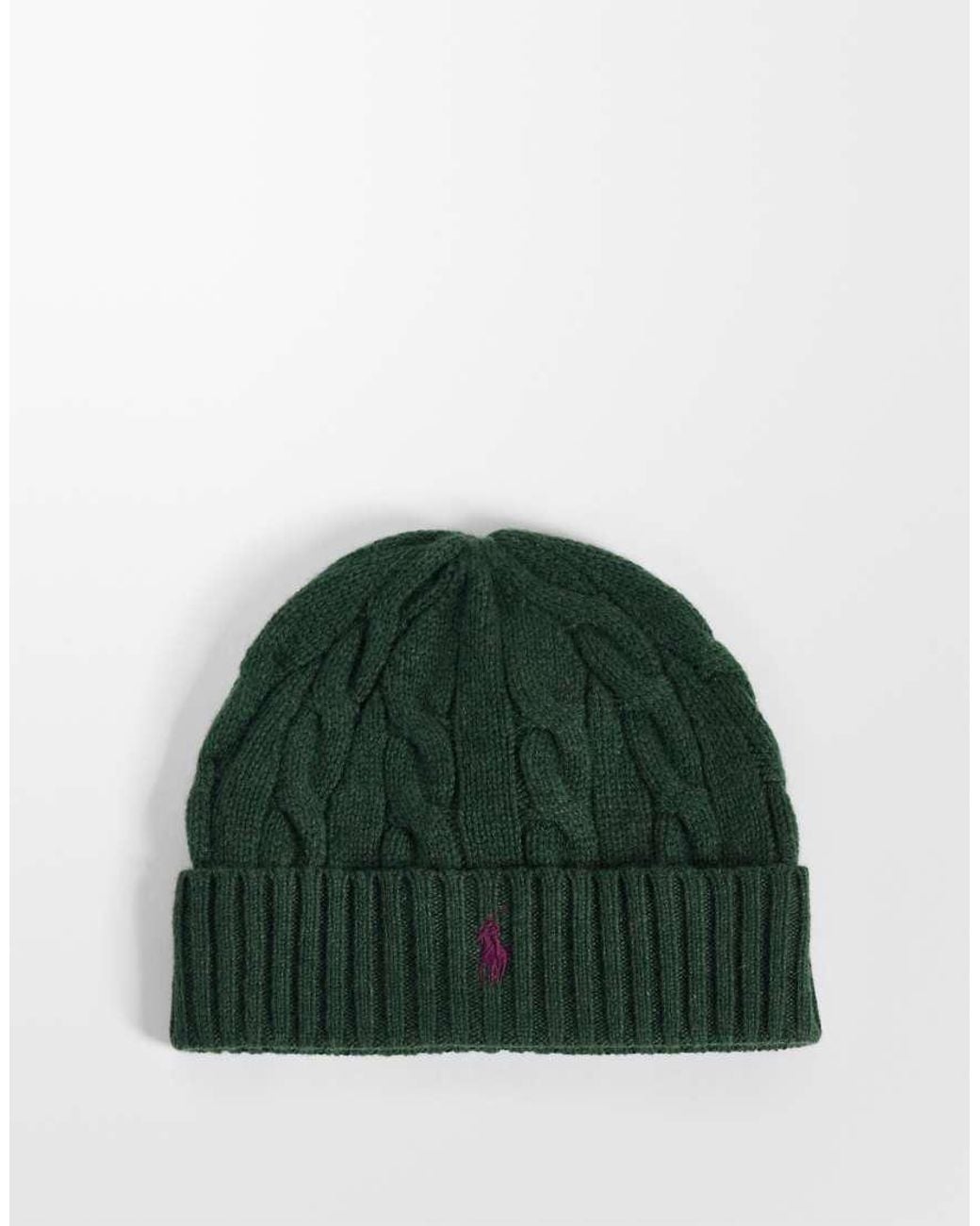 Polo Ralph Lauren Green Icon Logo Cable Knit Beanie for men