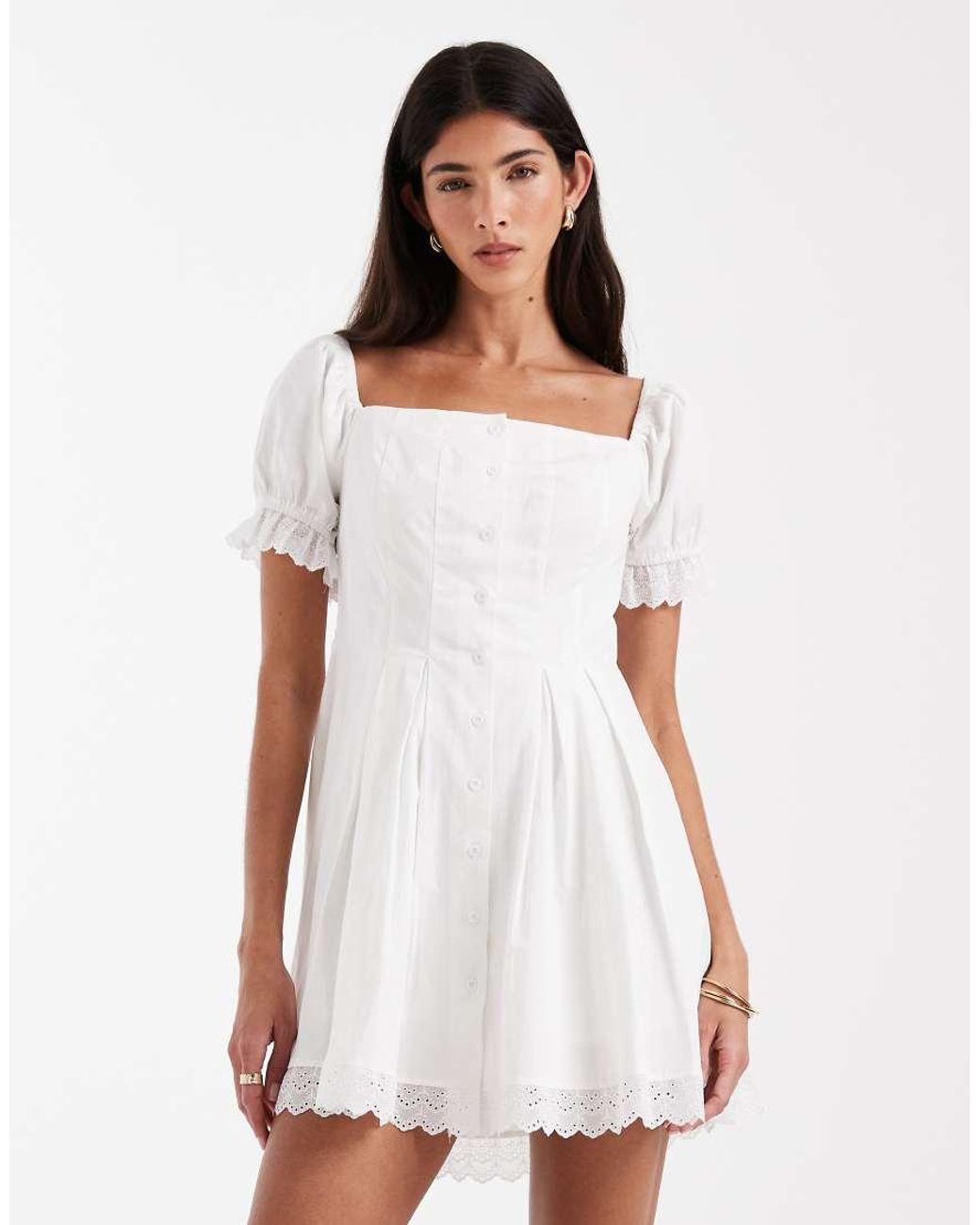 Daisy Street White Square Neck Corset Style Mini Dress