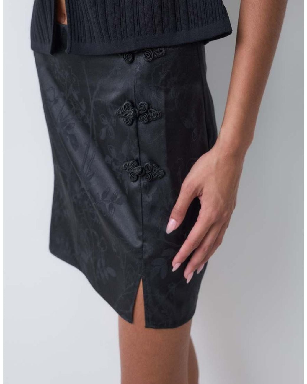 New Look Blue Satin Jacquard Mini Skirt