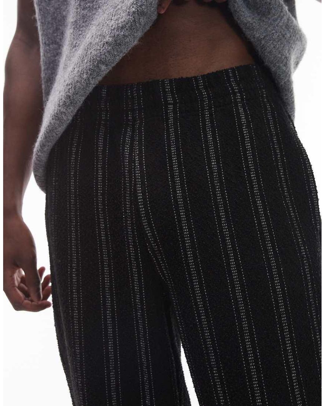Topman Black Straight Fit jogger With Textured Stripe for men