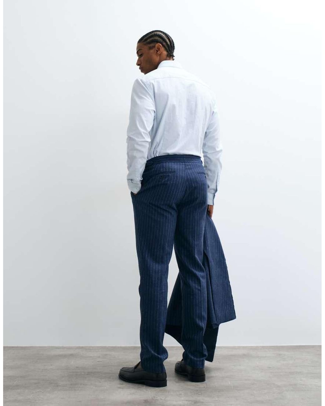 ASOS Blue Slim Suit Trouser With Linen for men
