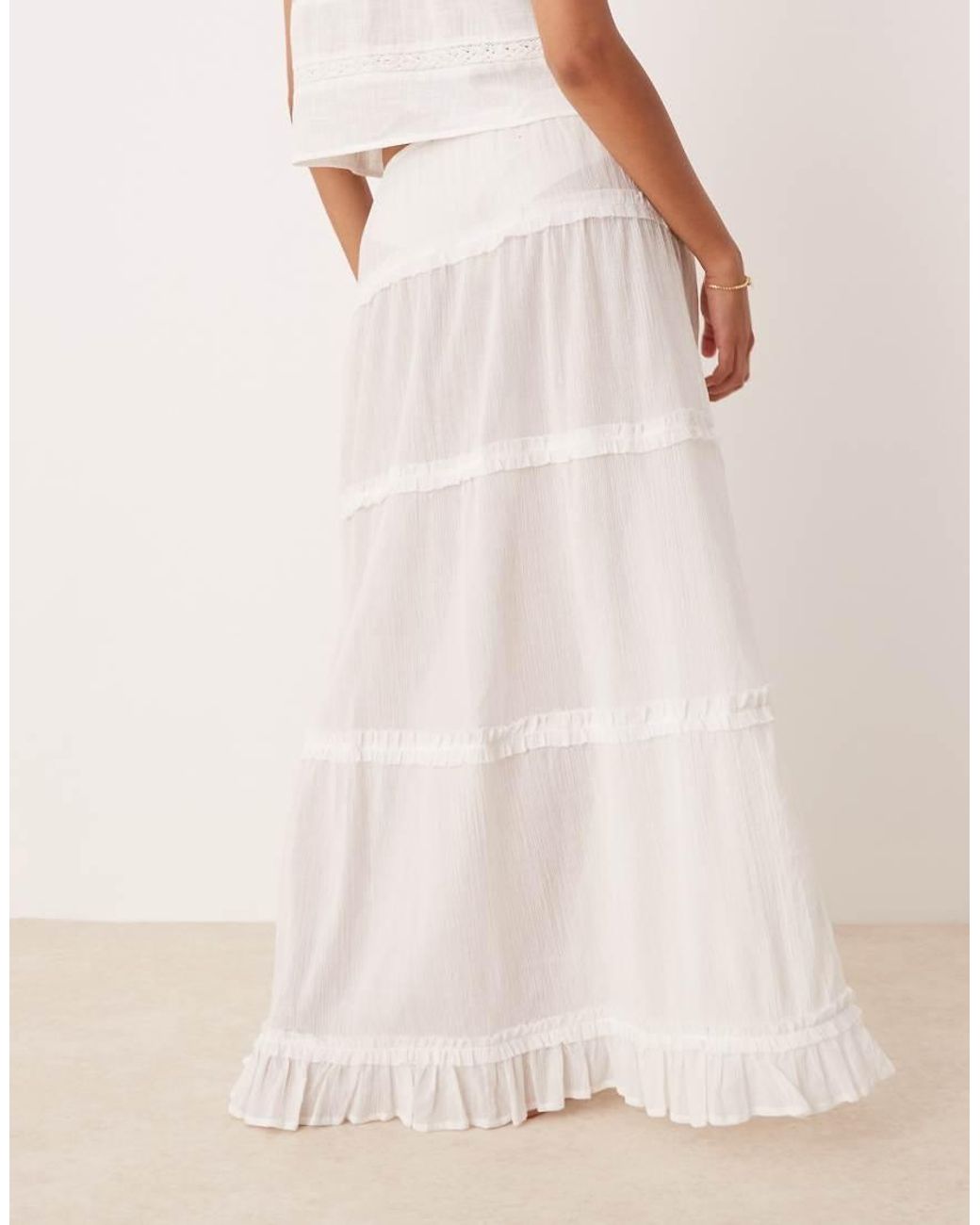 ASOS Natural Crinkle Ruffle Maxi Beach Skirt