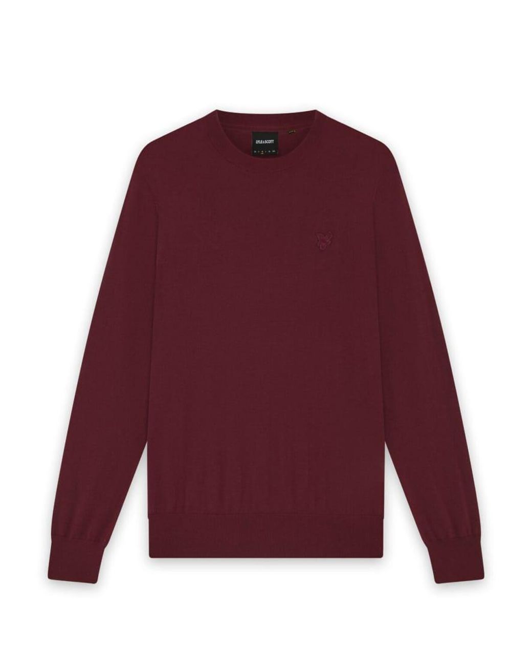 Lyle & Scott Red Mid Knits Tonal Eagle Merino Crew Neck Jumper for men