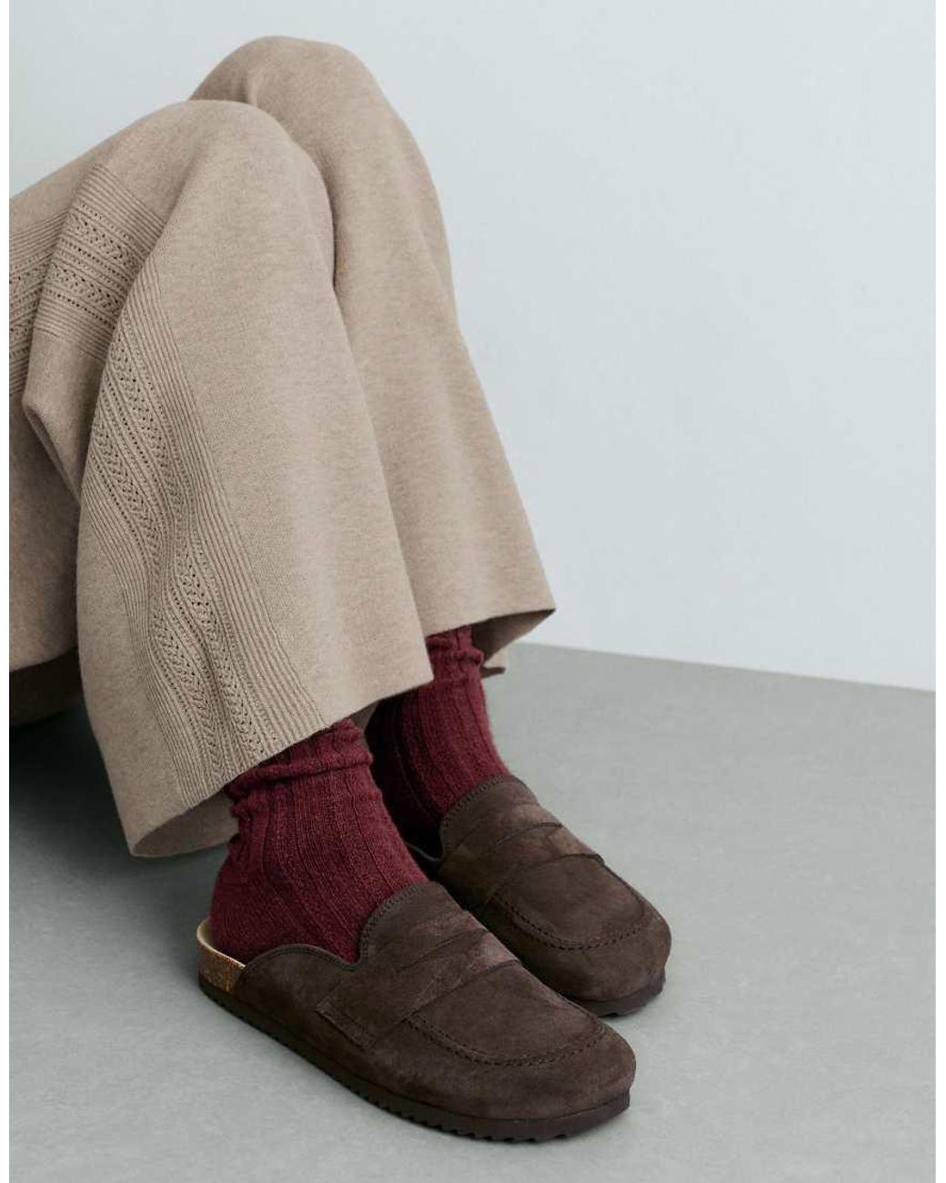 Oysho Purple Cashmere 25% Wool 11% Classic Socks