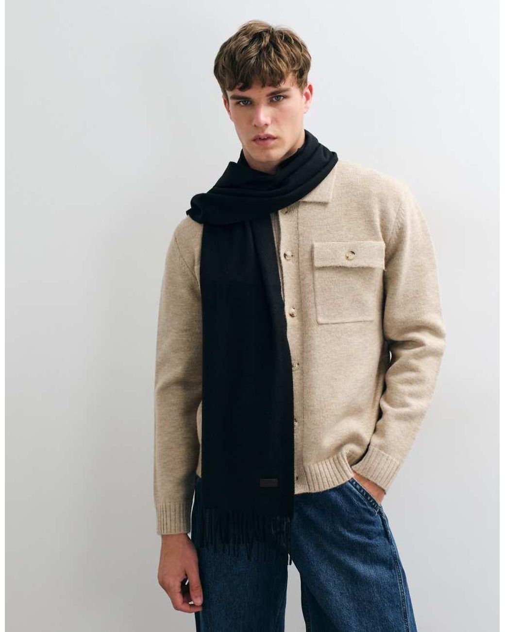 Mango Blue Knitted Scarf for men