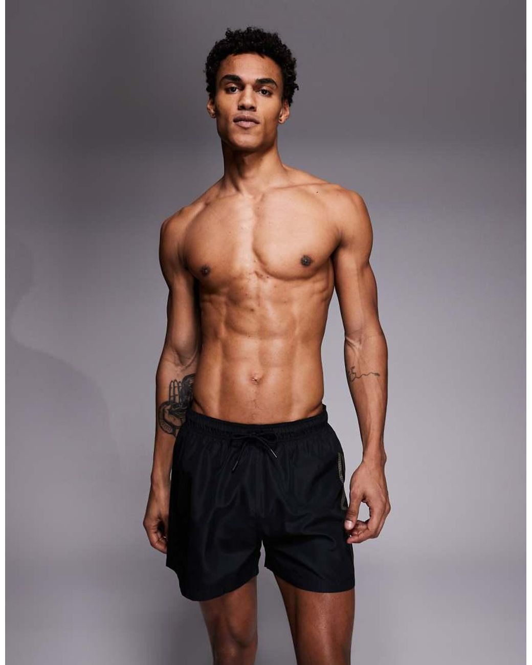 EA7 Black Armani Logo Swim Shorts for men