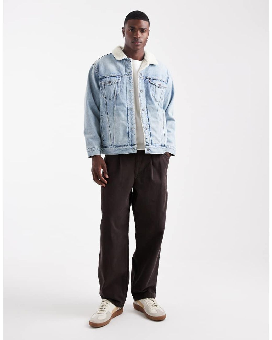 Levi's Blue Relaxed Fit Sherpa Denim Trucker Jacket for men