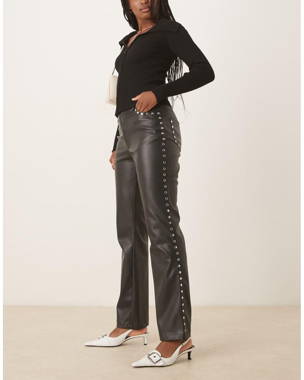 Never Fully Dressed Black Pu Studded Trousers
