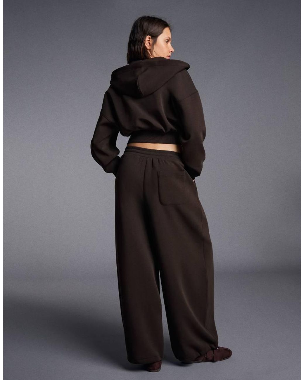Bershka Black Zip-up Hooded Sweatshirt With Sash