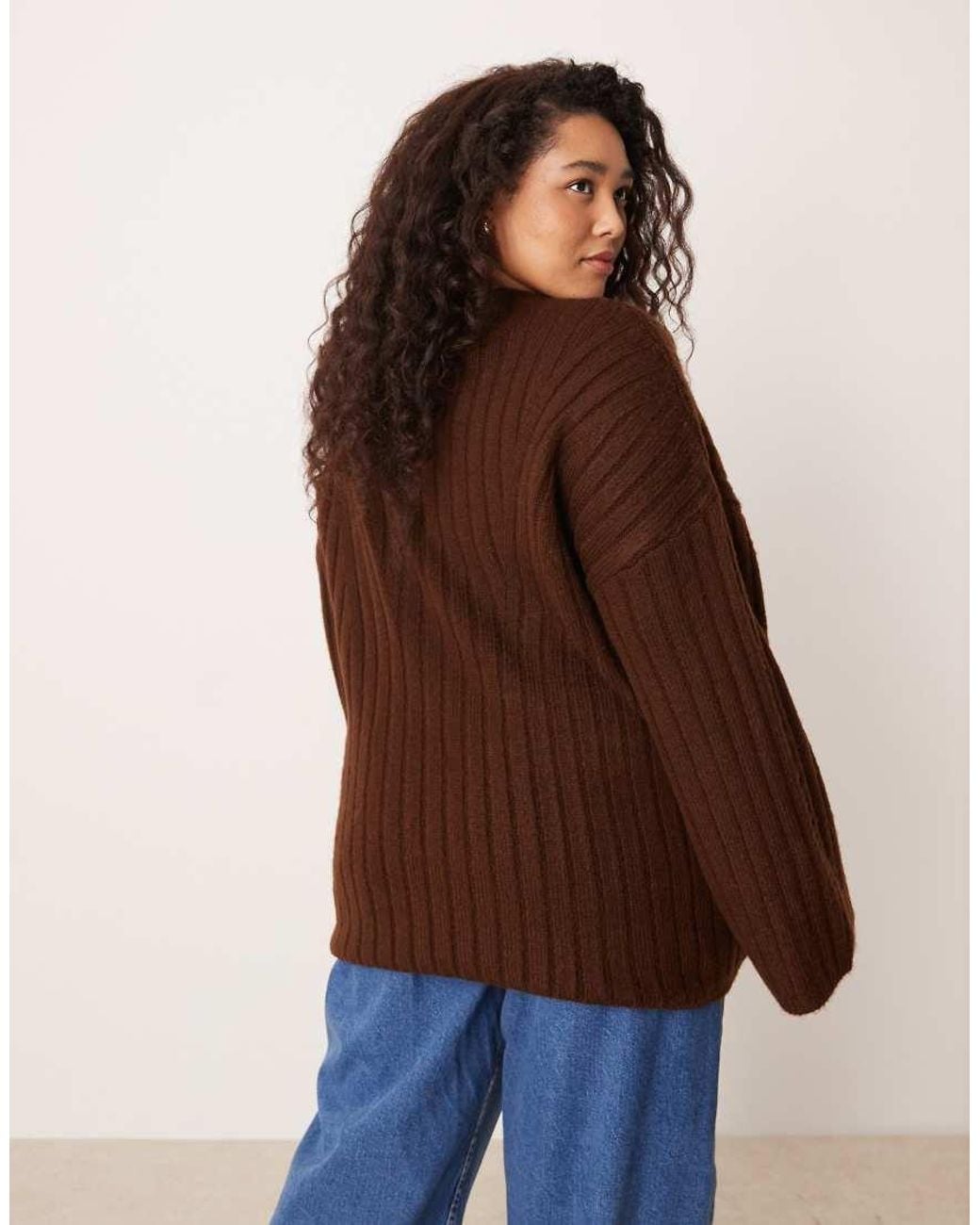ASOS Brown Asos Design Curve Longline Crew Neck Jumper