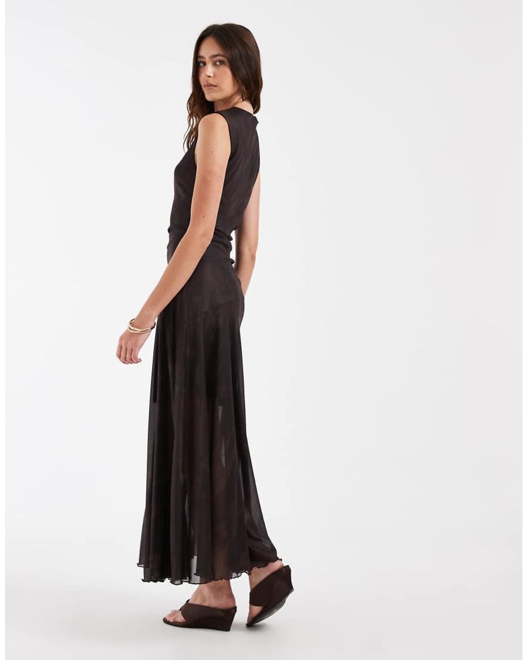 Object White Lace Detail Layered Sheer Maxi Dress