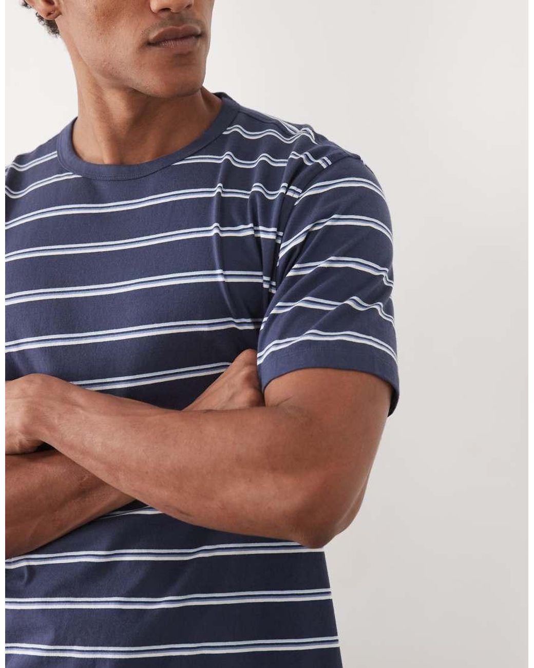 Mango Blue Mnago 100% Cotton Light Weight Striped T-shirt for men