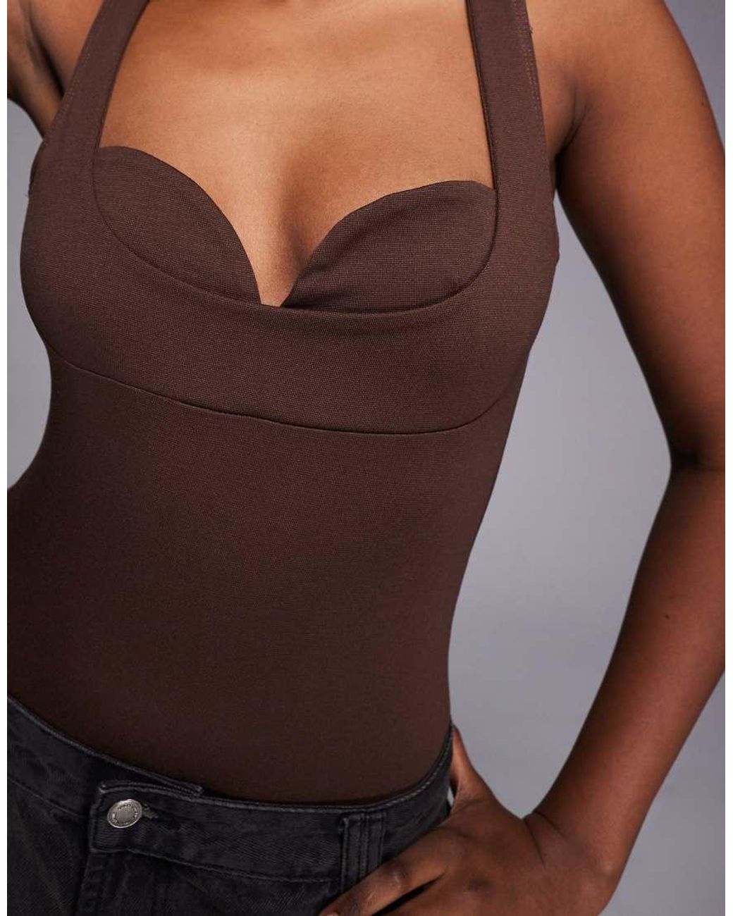 ASOS Gray Layered Cupped Bodysuit