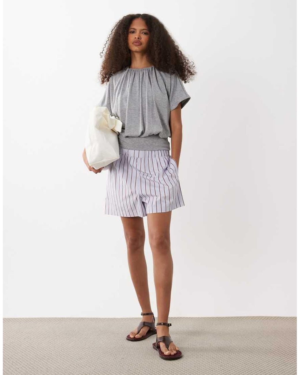 ASOS Brown Short Sleeve Balloon Top
