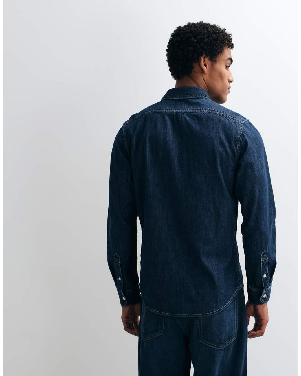 Lee Jeans Blue Denim Button Down Shirt for men