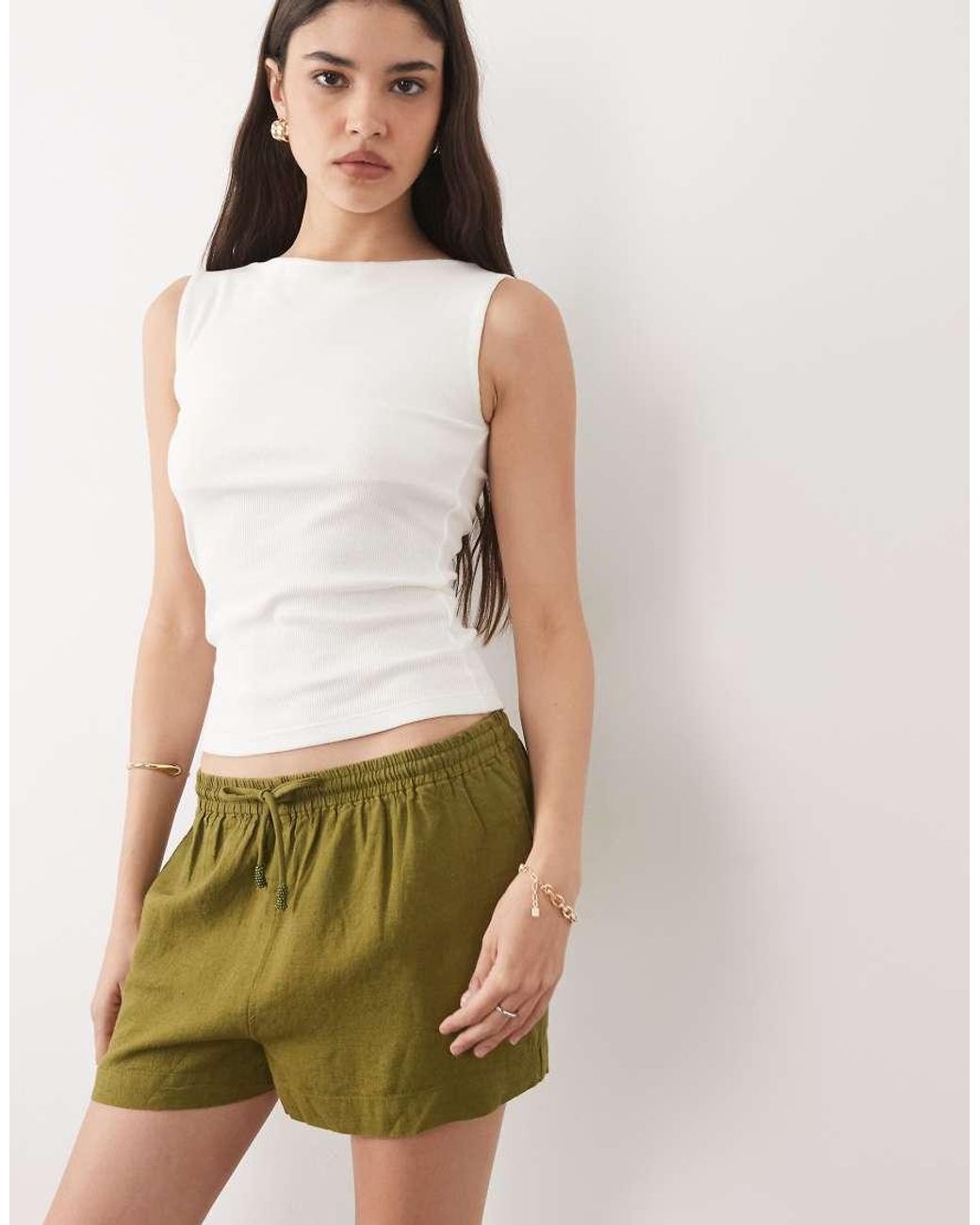 River Island White Linen Blend Shorts