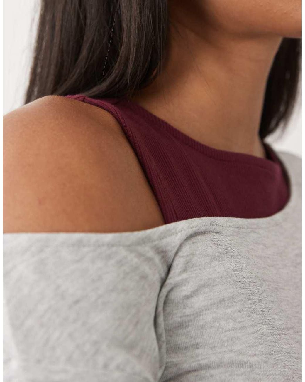 Cotton On Gray Layered Long Sleeve Top