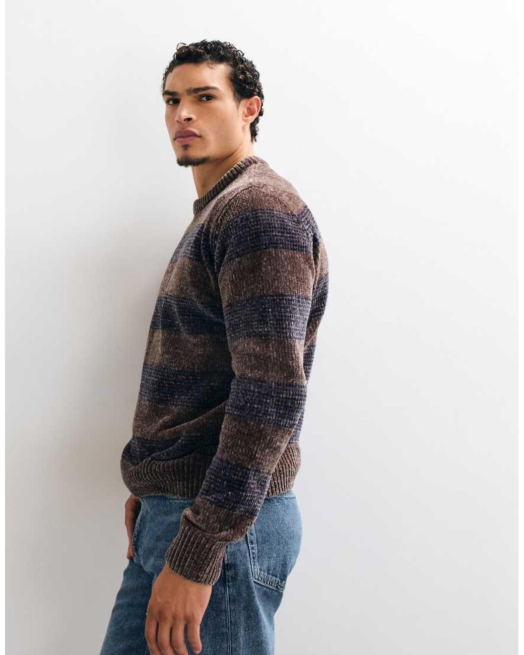 Brave Soul Natural Chenille Crew Neck Jumper for men
