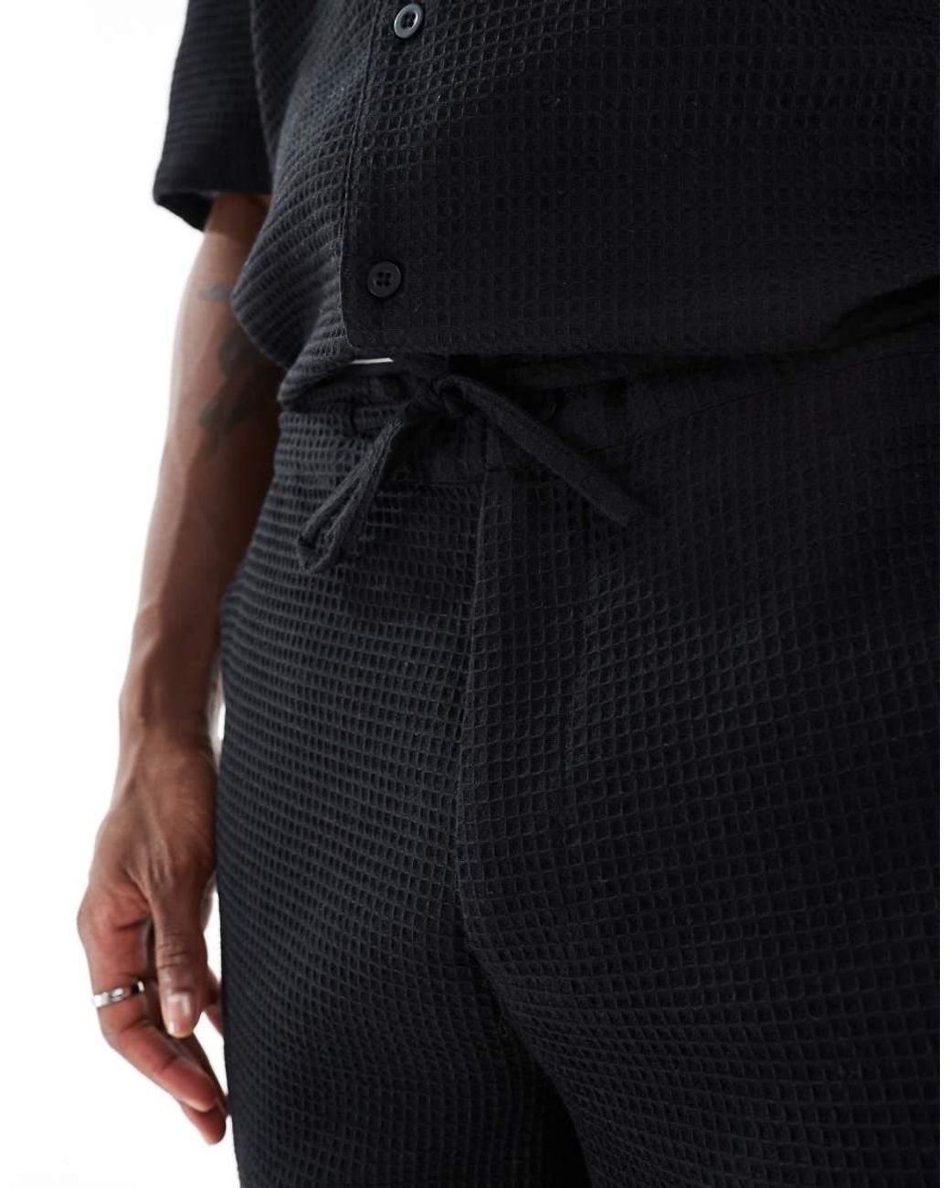 Sol Beach Black Waffle Beach Shorts for men