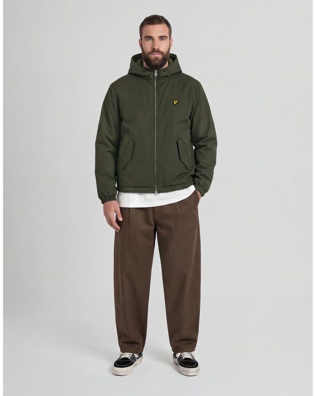 Lyle & Scott Green Mid Jackets Padded Hooded Zip Through Jacket for men