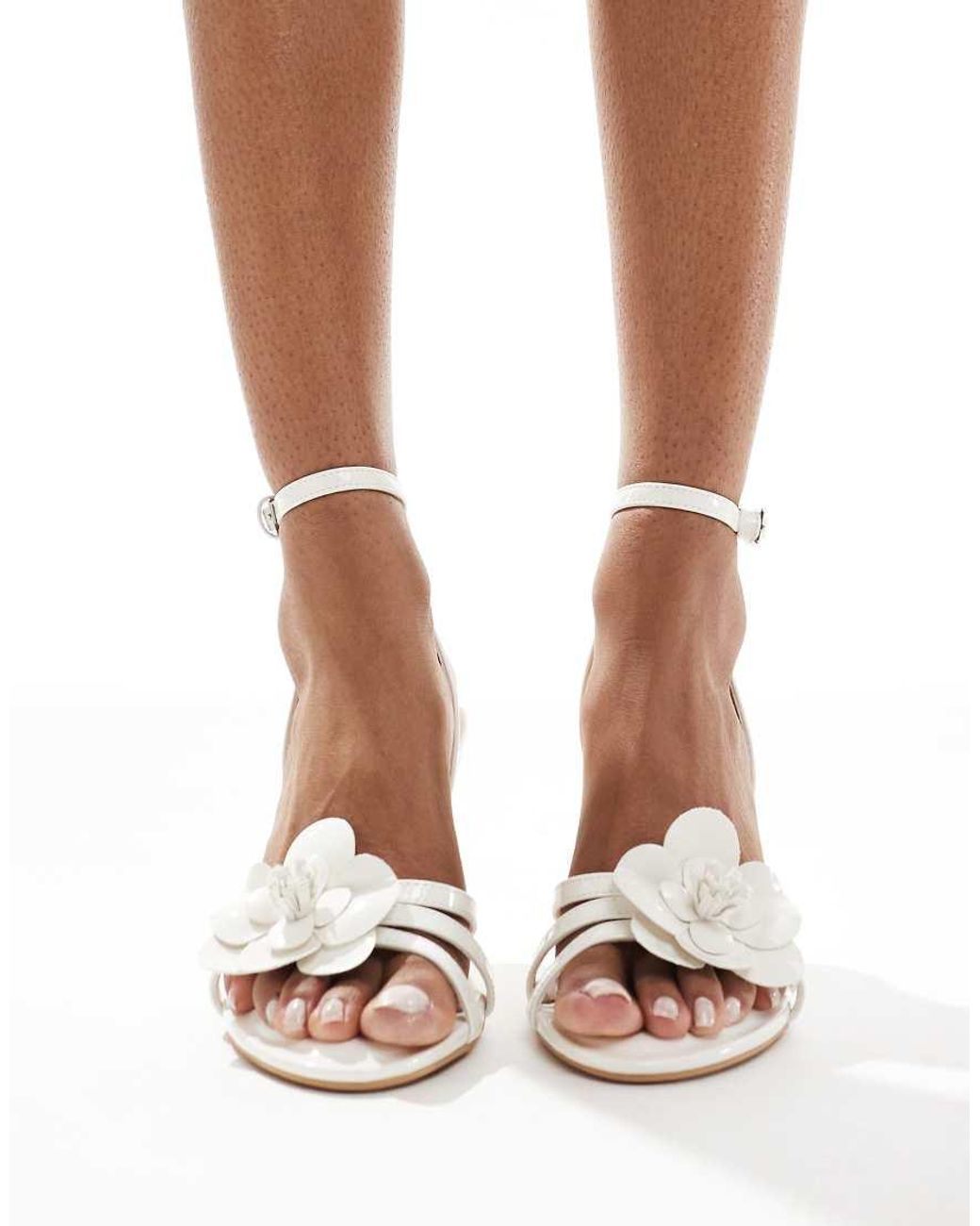 New Look Brown Flower Trim Heeled Sandal