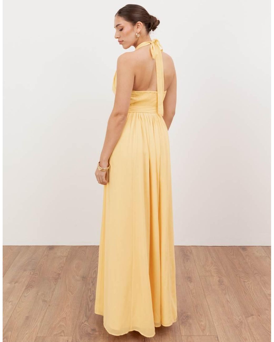 ANAYA Natural Self Tie Halter Neck Maxi Dress