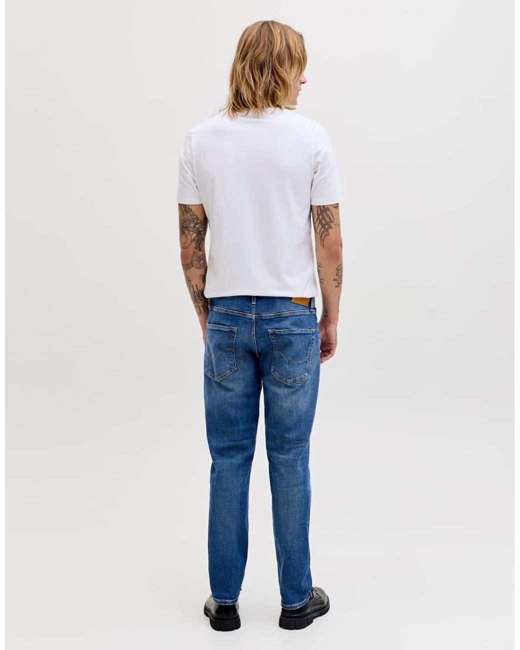 Jack & Jones Blue Clark Stonewashed Mid Waist Jeans for men