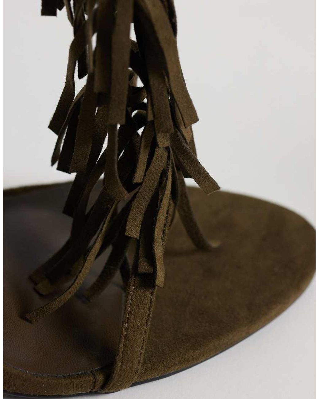Kaiia Multicolor Exclusive Faux Suede Strappy Fringe Detail Heels