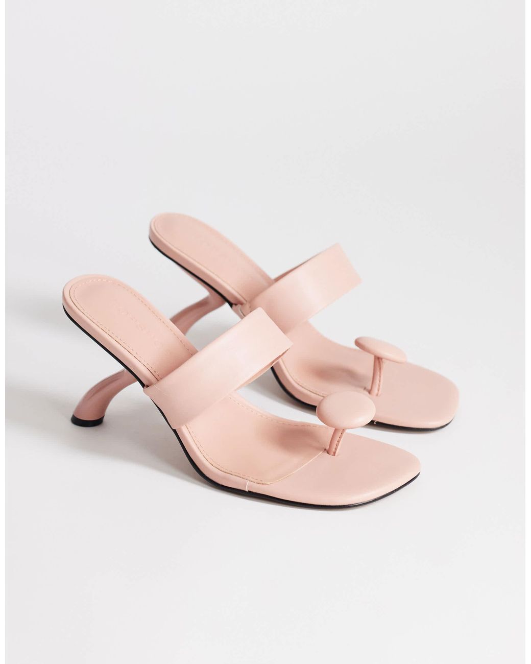 TOPSHOP Pink Natalie Toe Thong Angular Mid Heel Sandals
