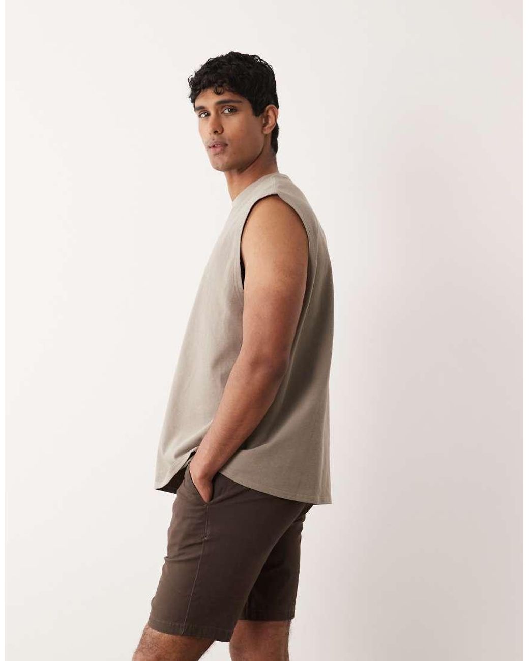 ASOS Natural Slim Fit Chino Shorts for men