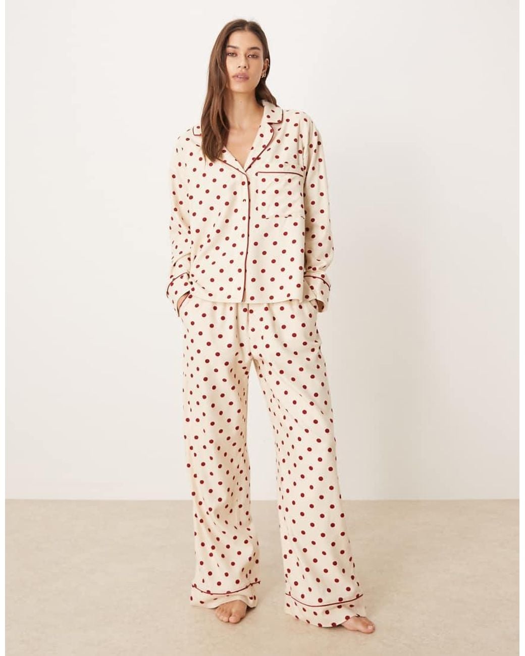 Abercrombie & Fitch Brown Flannel Long Sleeve Pyjama Shirt Co-ord