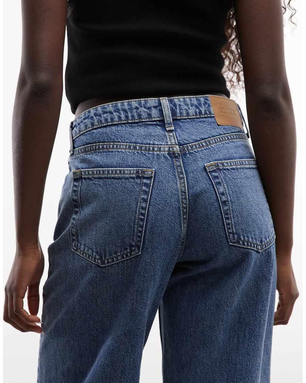 Weekday Blue Paz Mid Waist Wide Leg Jeans