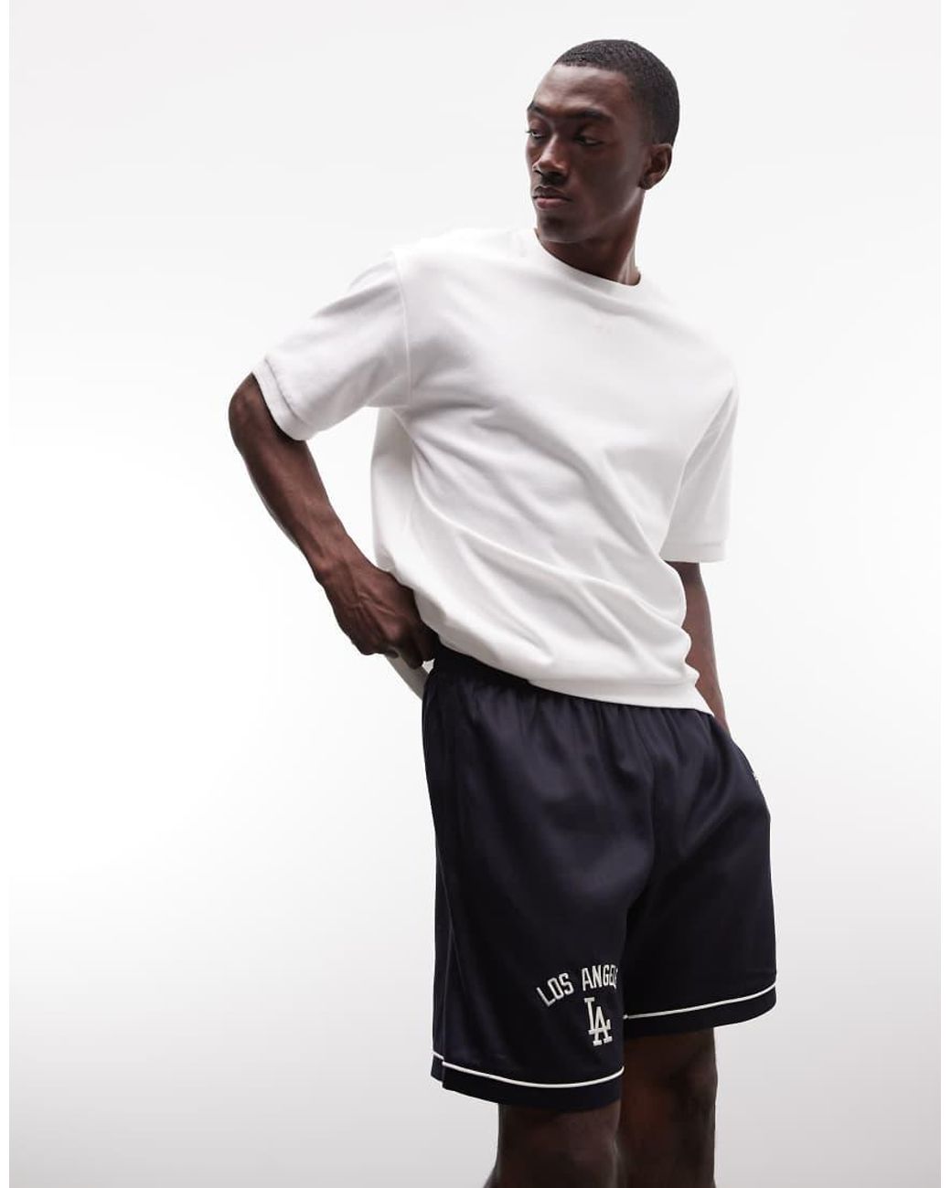 KTZ White La Dodgers Logo Shorts for men