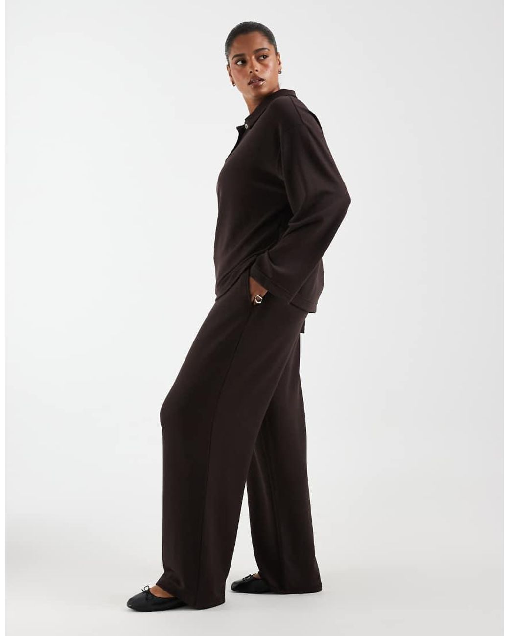 Vero Moda Black Super Soft Tie Waist Wide Leg Jogger Co-Ord