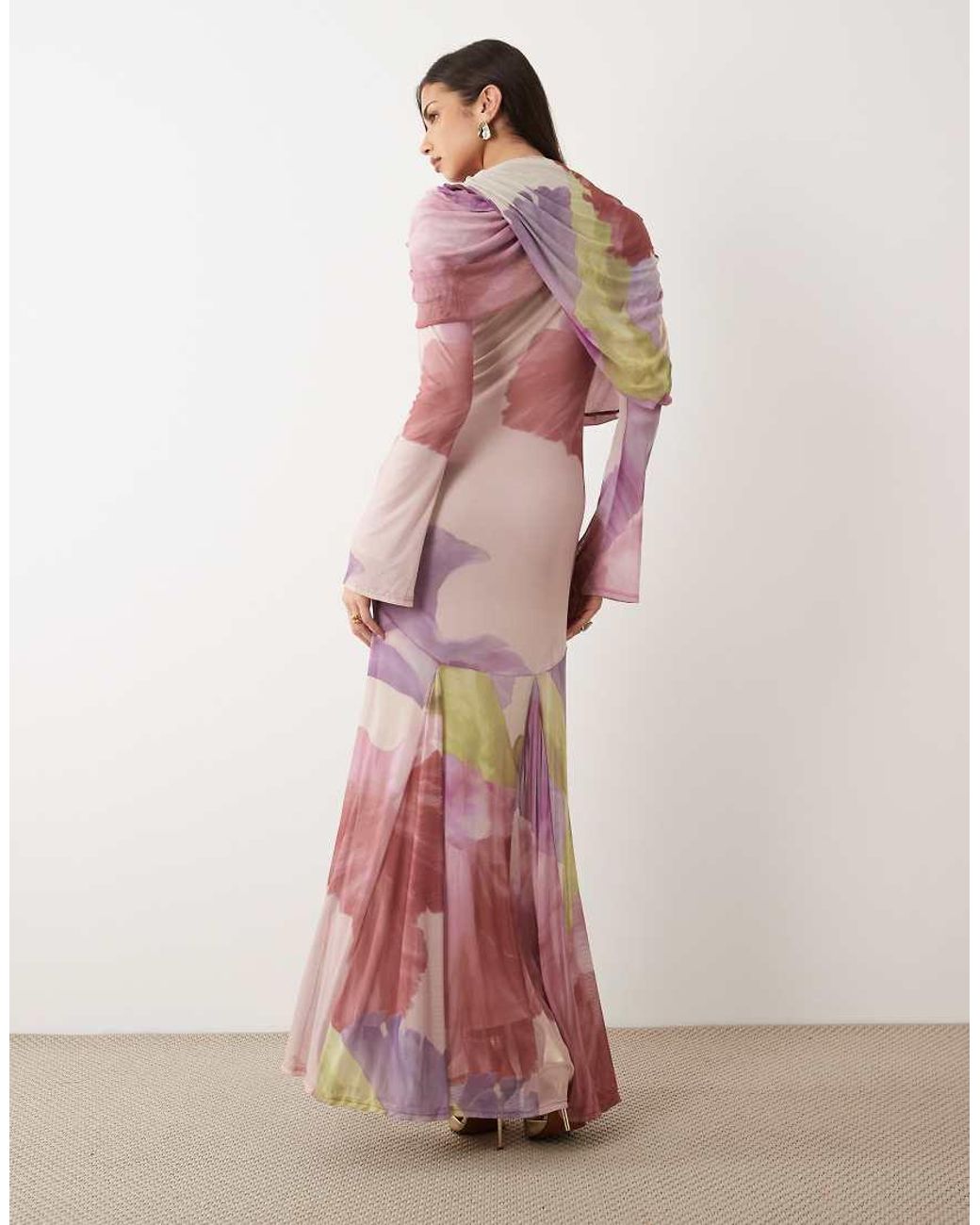 ASOS Pink Long Sleeve Maxi Dress