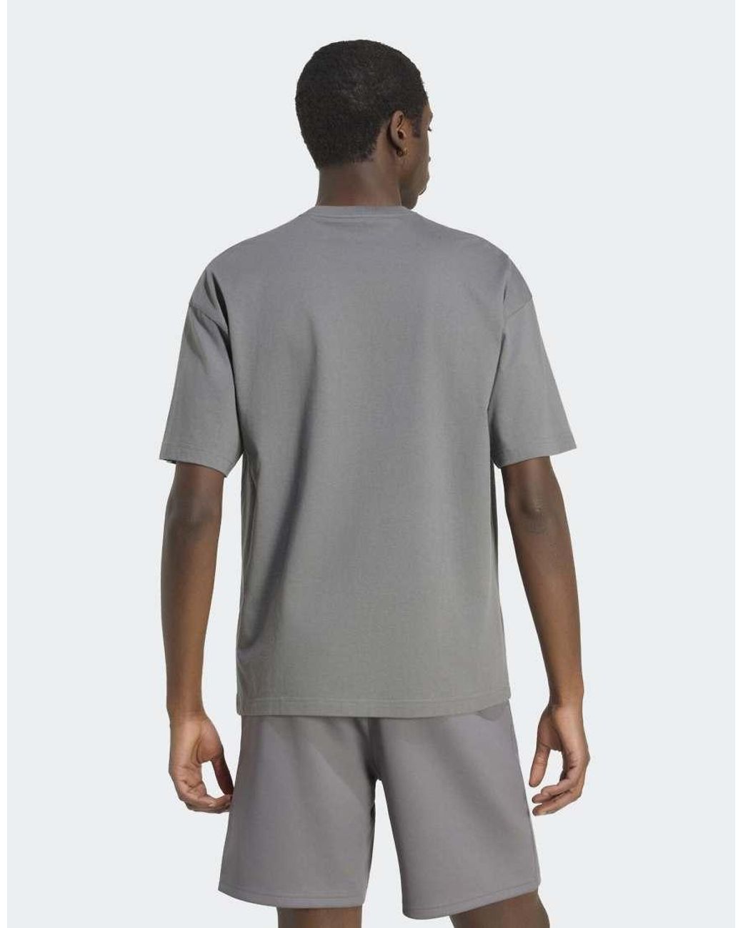 Adidas Originals Gray Trefoil Essentials Spacer Loose Tee for men