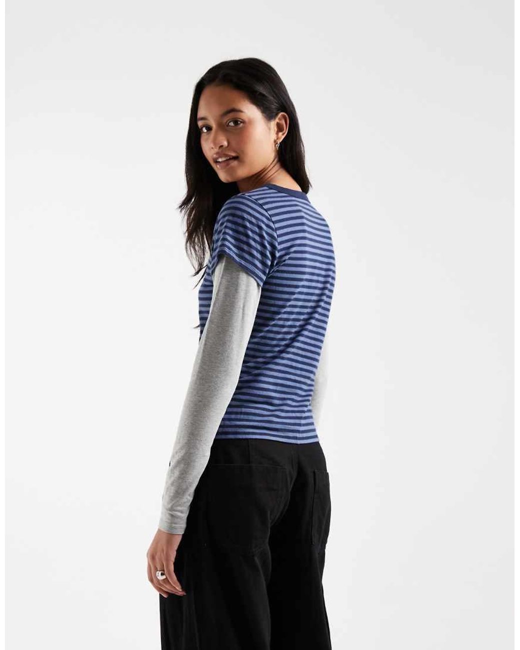 Hollister Blue Y2k Double Layer Long Sleeve T-shirt