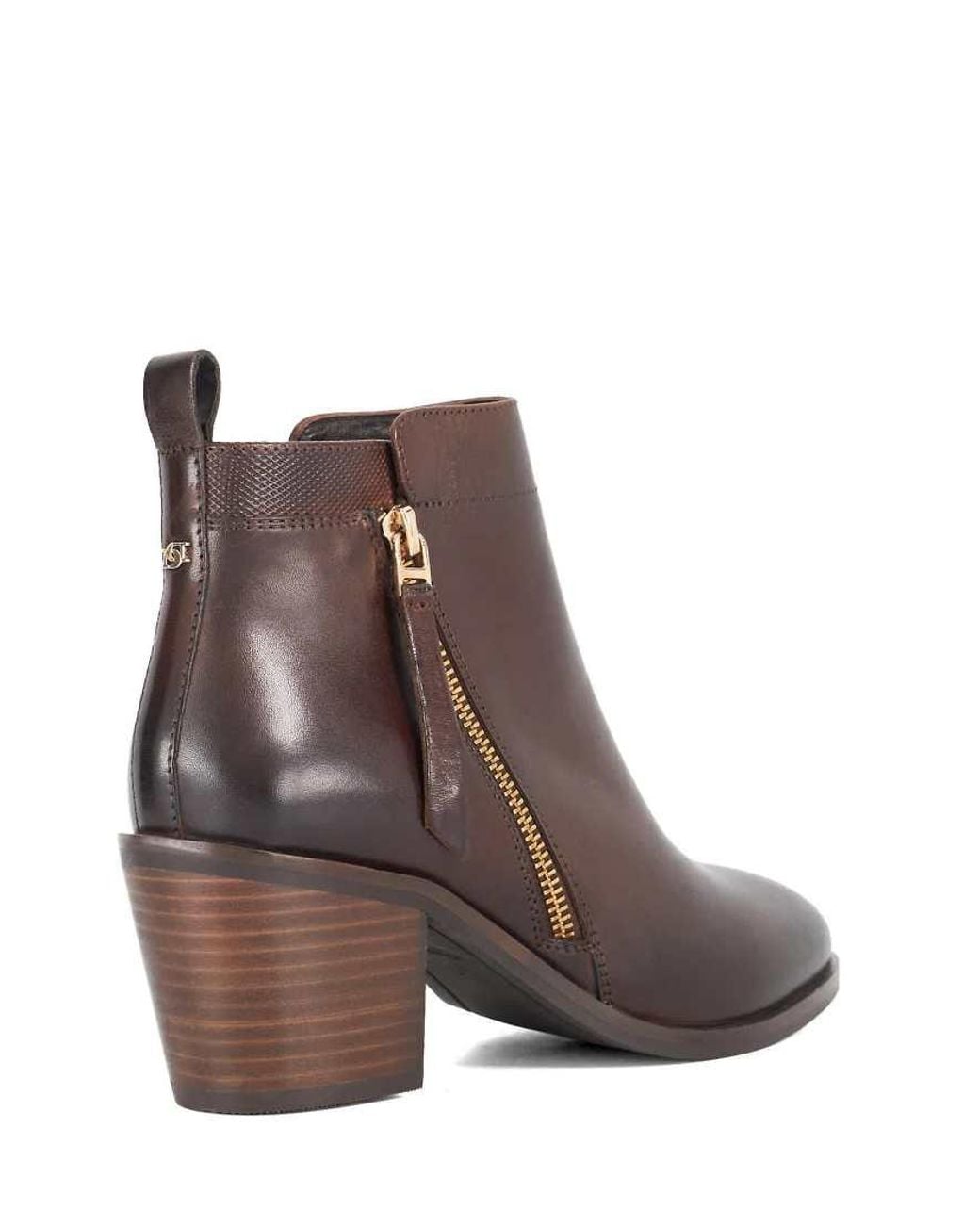 Dune Brown Paicing Ankle Boots