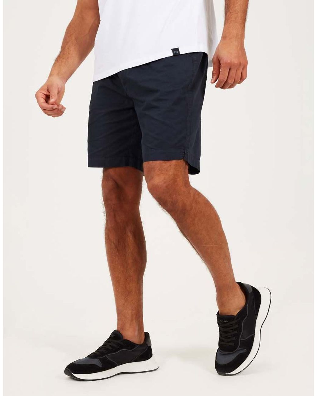 Brave Soul Blue Cotton Elasticated Waist Drawstring Shorts for men