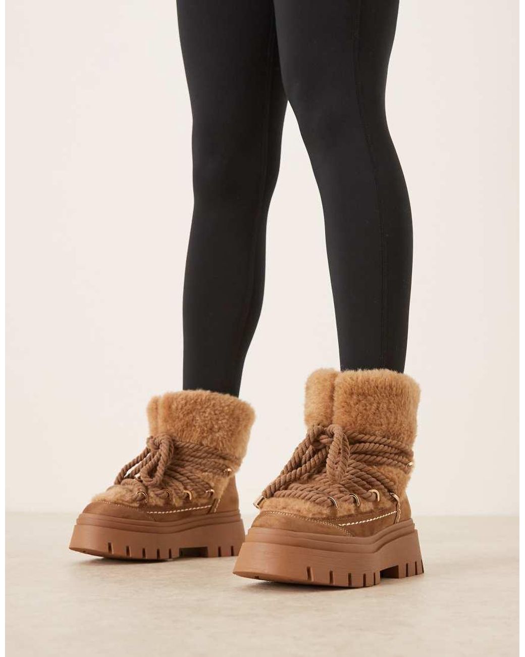 ASOS Blue Acclaim Shearling Lace-up Snow Boots