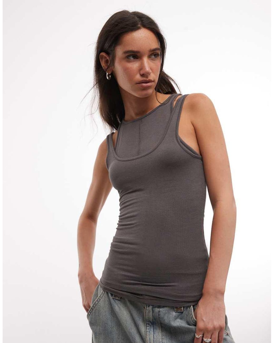 Weekday Black Layered Effect Tank Top