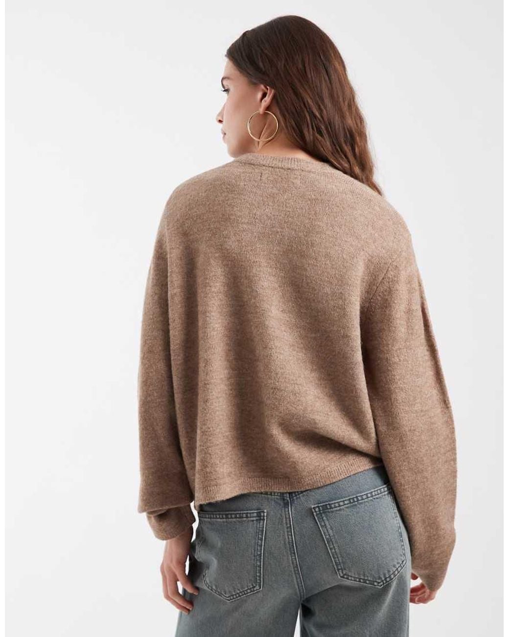 ONLY Brown Long Sleeve O-Neck Knit Cardigan