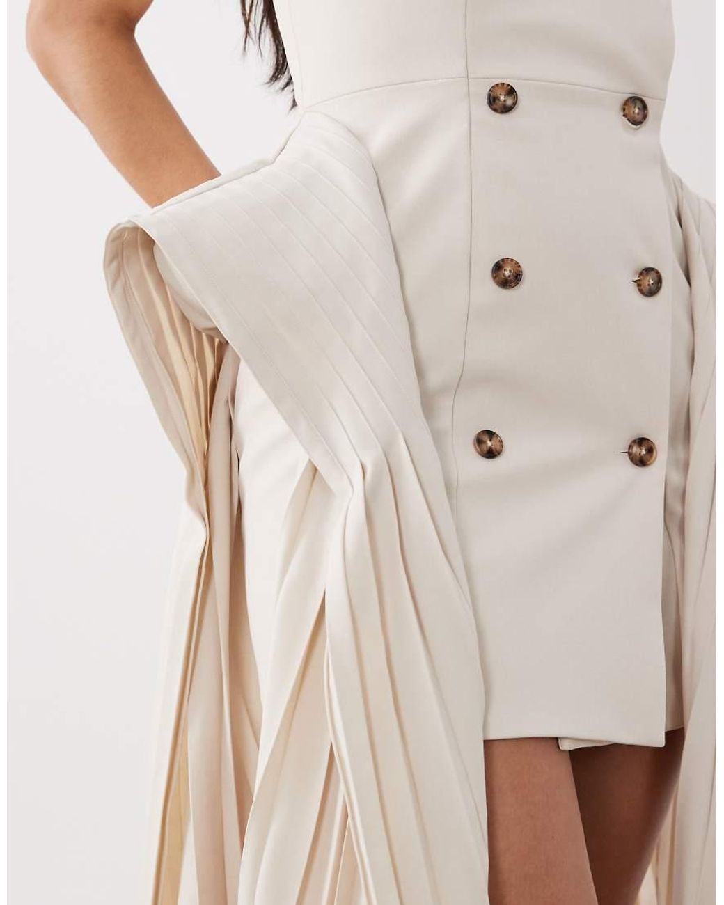ASOS White Tailored Mini Dress With Pleated Hip Detail