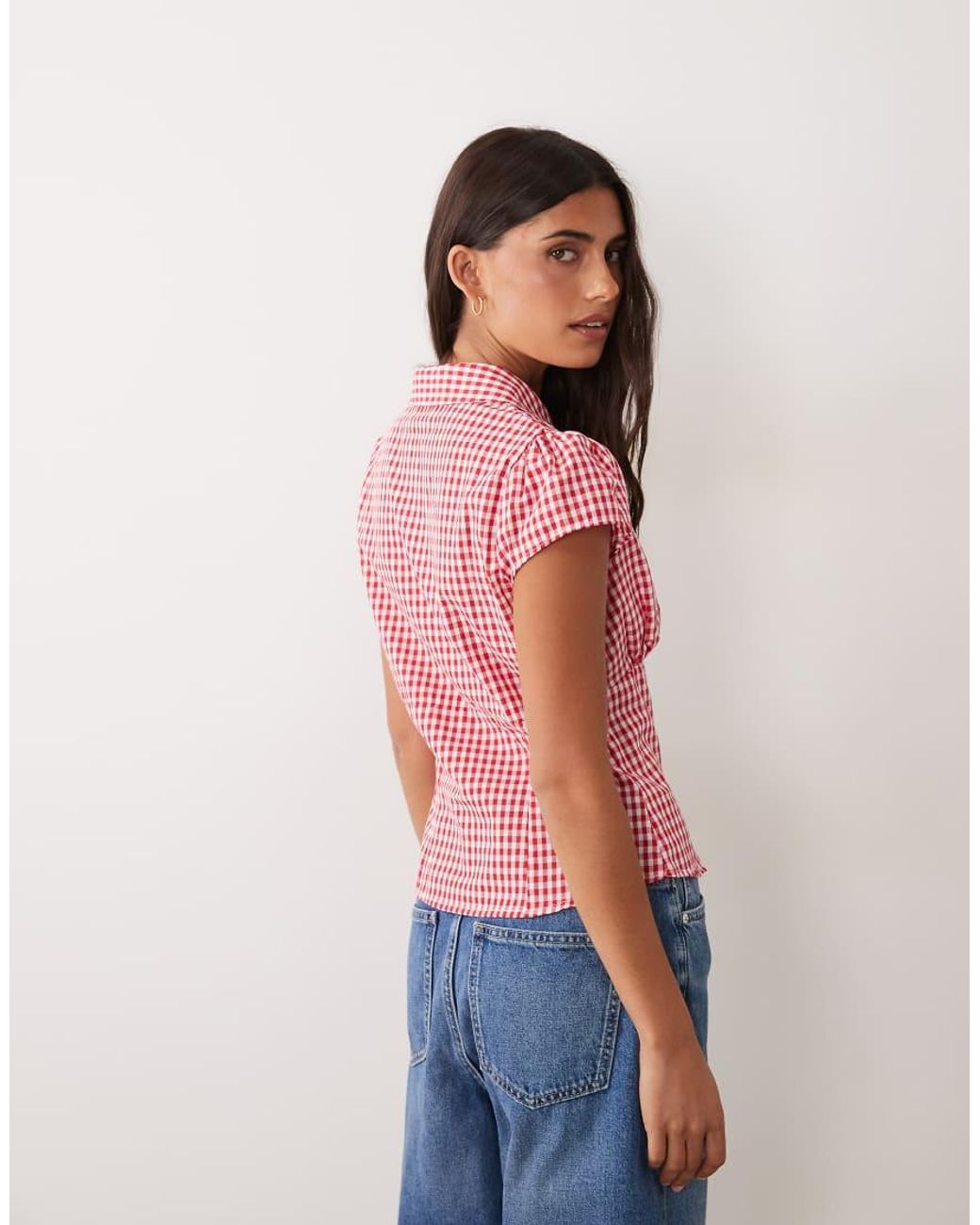 Miss Selfridge Red Short Sleeve Fitted Shirt