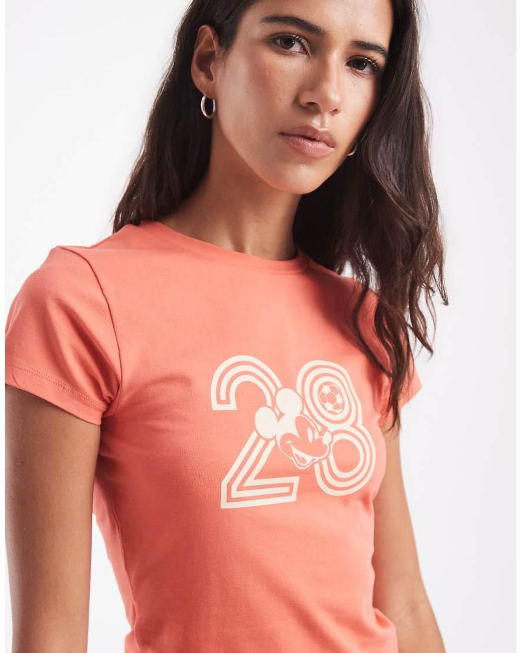 ASOS Red Disney Baby Tee With Mickey Mouse Football Print